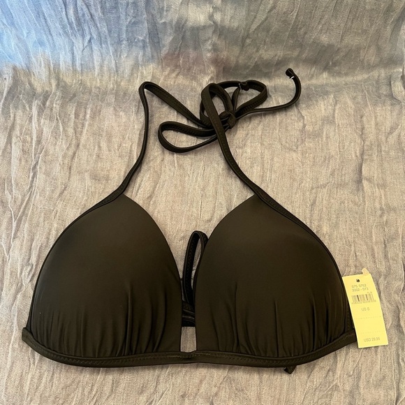 AERIE Black Bikini Top with string ties. - Picture 2 of 3